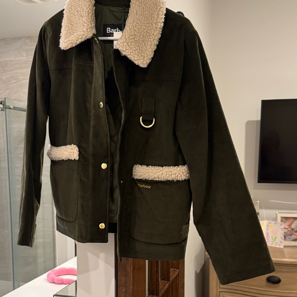 Barbour Olive Green Sherpa-Trim Field Jacket